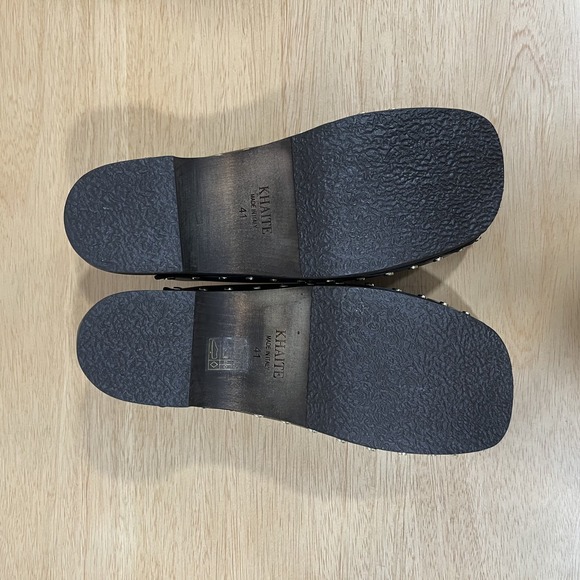 KHAITE Studded Black Leather Wooden Clogs Size EU 41 US 10/10.5 - Picture 12 of 15